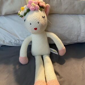 Charming Knit Plush Toy with Floral Headband
